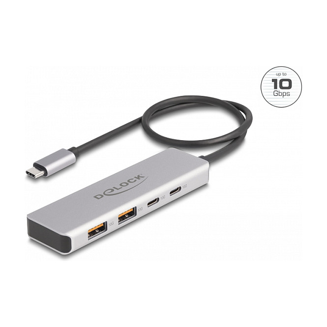 Hub USB DeLOCK 64230 / USB 10 Gbit/s / 2x USB-A + 2x USB-C / 0.35 m - Gri 2
