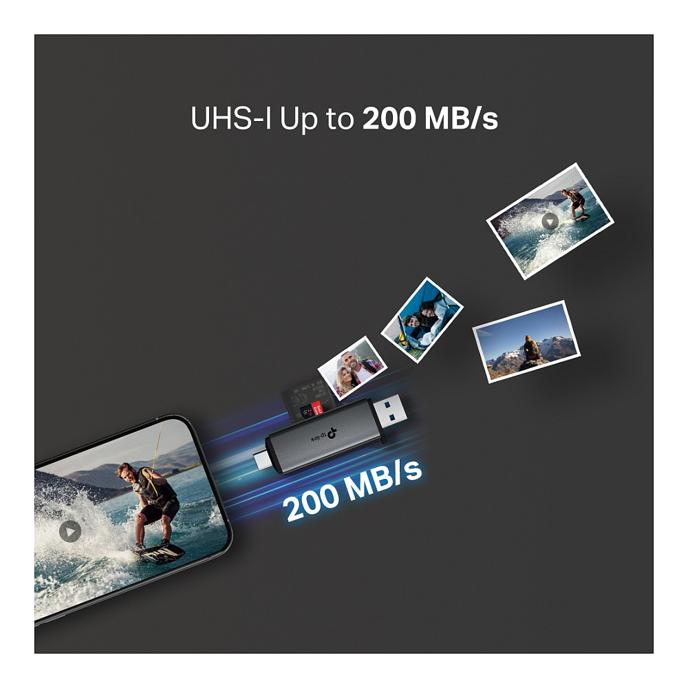 TP-Link UA430D USB 3.0 Card Reader / SD + microSD / UHS-I / Type-C + Type-A / 5Gbps / 2TB thumbnail 5