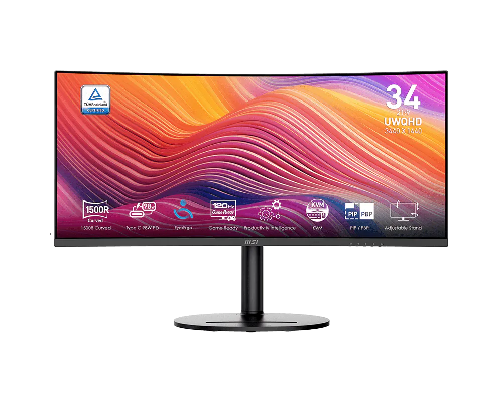 Monitor MSI Modern MD342CQPDE, 34", UWQHD VA Curved, 120Hz, 1ms, 2xHDMI+DP+USB-C - Zezë