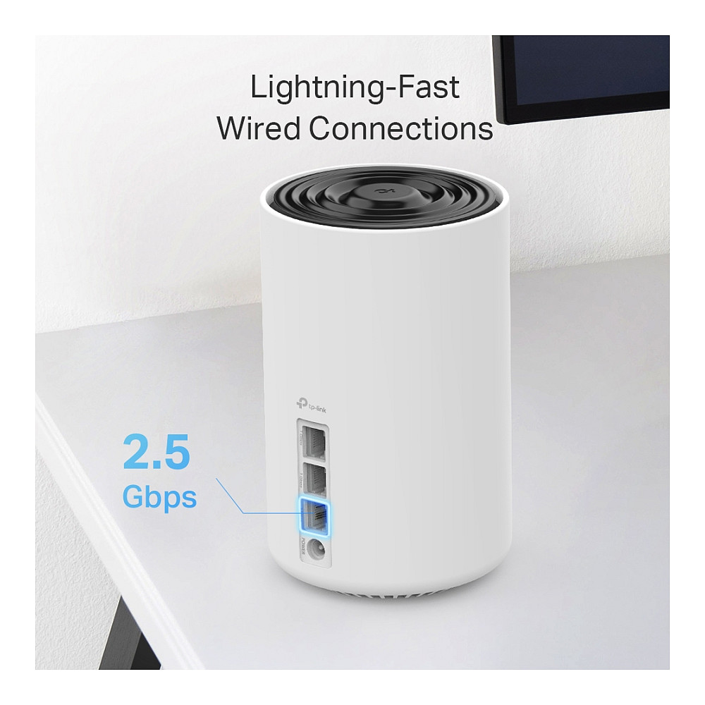 TP-Link Deco XE75 Pro V1 – Sistem Mesh Wi-Fi 6E AXE5400, 3-Pack, 1x2.5GbE + 2xGbE 8