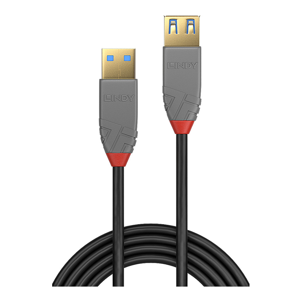 Kabllo USB LINDY 36760, USB 3.2 Gen 1, USB-A Mashkull në USB-A Femër, 5Gbps, 0,5m - Zezë 2