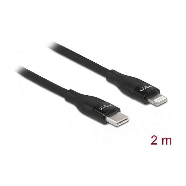 Kabllo USB DeLOCK 86638, USB 2.0 Type-C në Lightning, MFi, 2 m - Zezë thumbnail 2