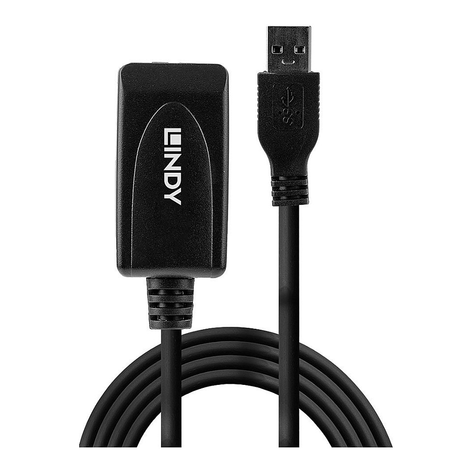 Kabllo USB LINDY 43155, USB 3.0, USB-A Mashkull në USB-A Femër, 5Gbps, 5m, Zgjatuese Aktive - Zezë 2