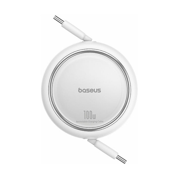 Kabllo USB Baseus Free2Pull / USB-C në USB-C / 100W / 480Mbps / Retractable / 1m – Bardhë thumbnail 3