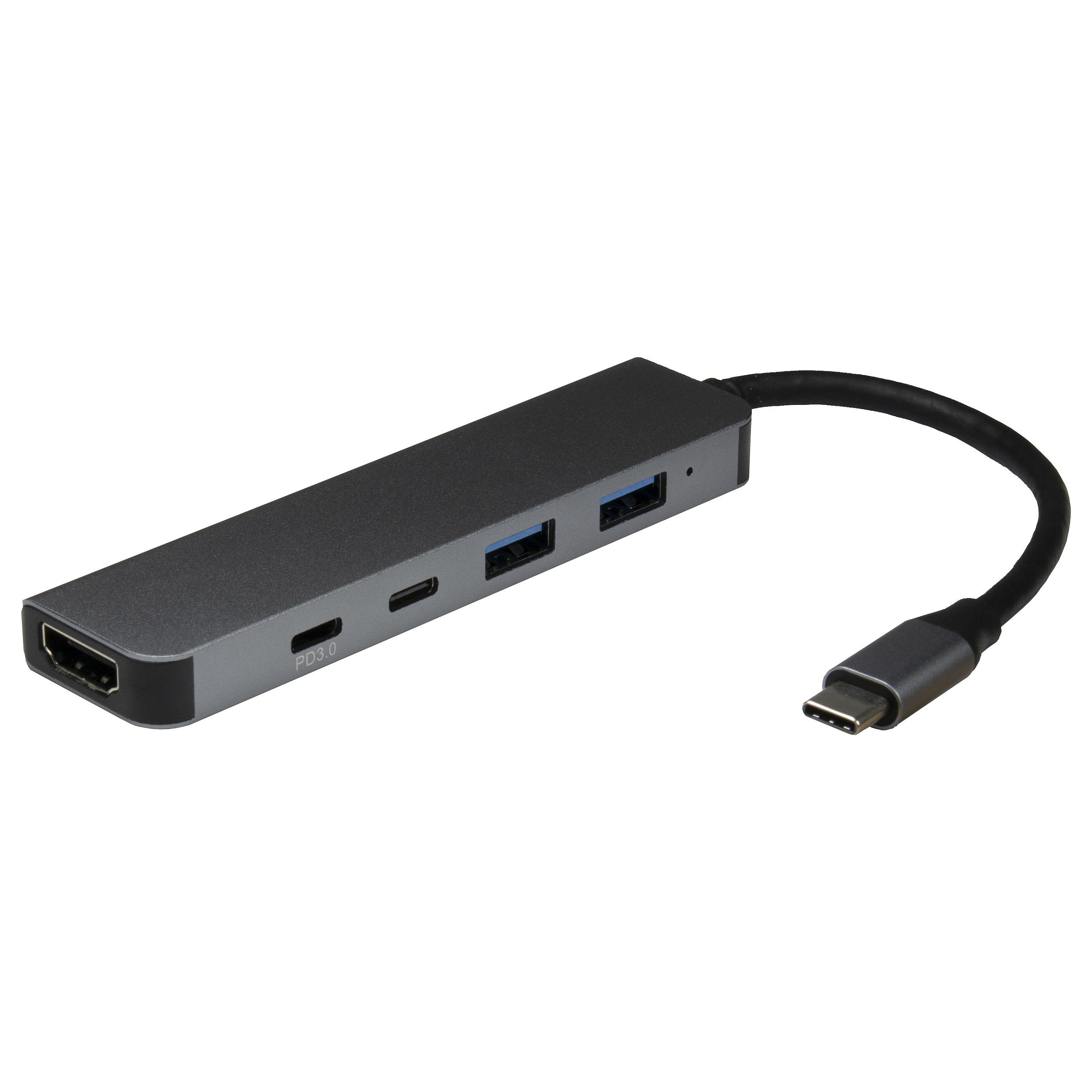 Adapter USB-C Inter-Tech Argus H-469-01, 5-in-1, USB 3.2 Gen 1, 2x USB-A, USB-C, HDMI 2.0, Power Delivery 100W - Zezë 2
