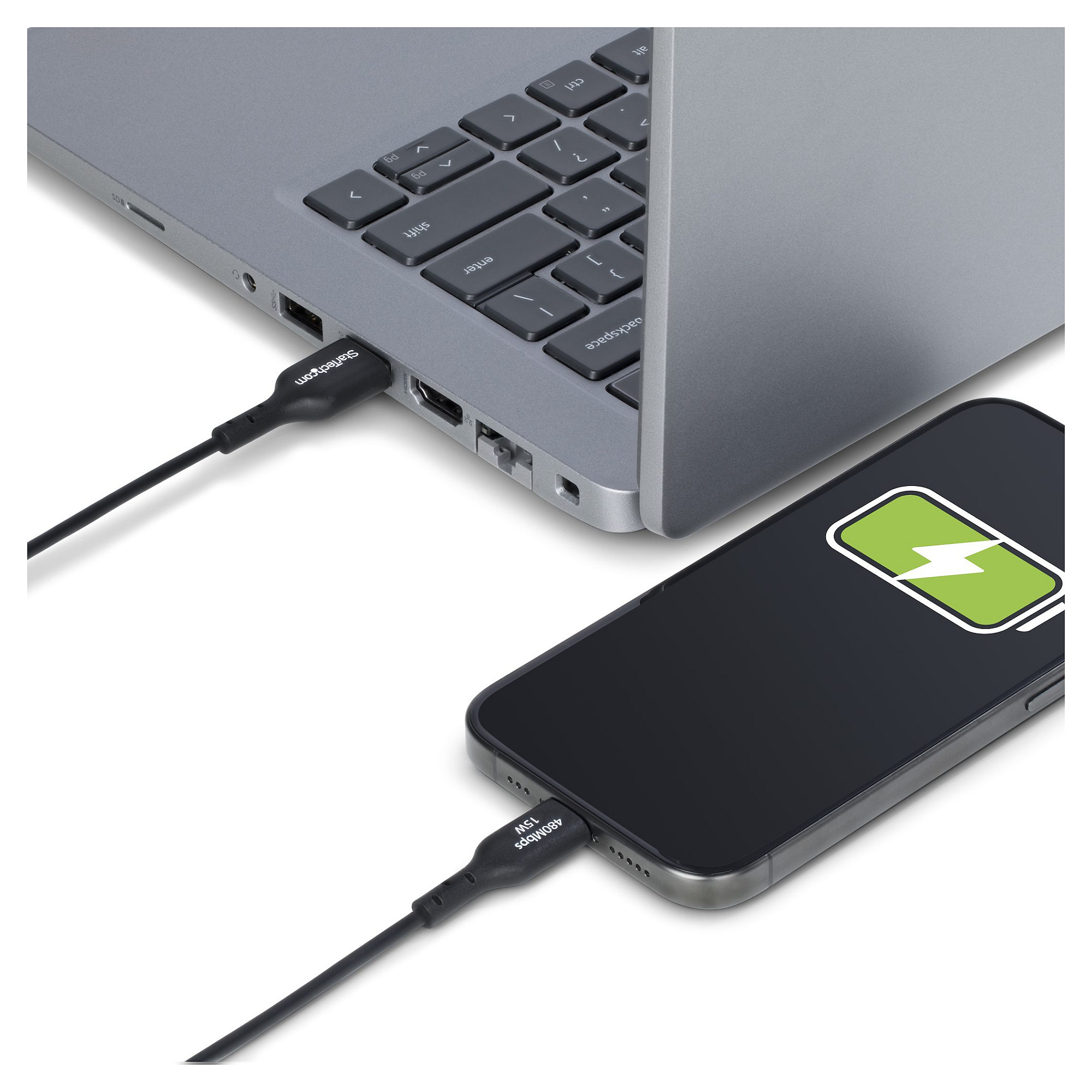 Kabllo StarTech.com USB2AC3MNC, USB-A në USB-C, USB 2.0, 480 Mbps, 15 W, 3 m - Zezë 8