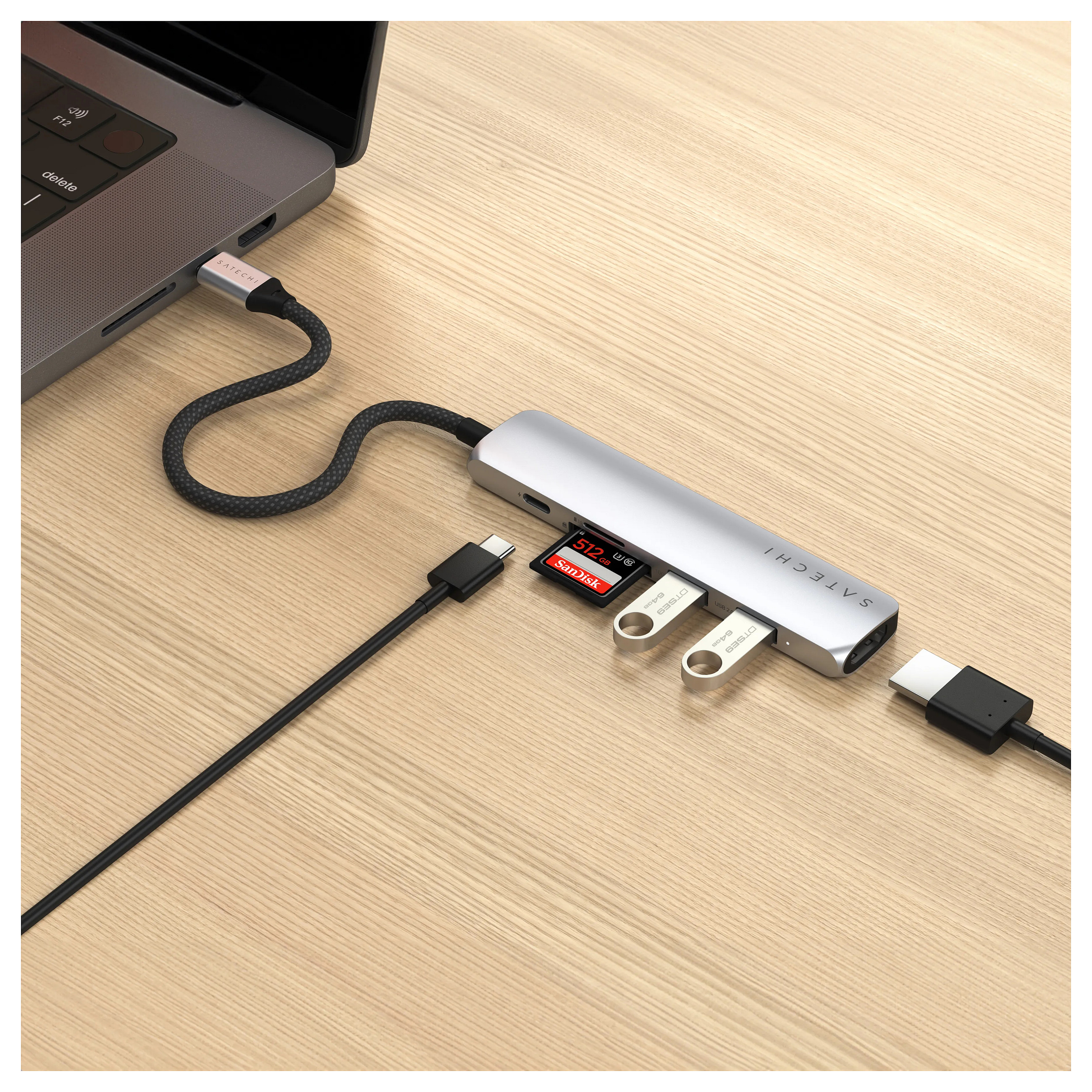 Hub Satechi ST-P6SS / 2x USB-A / 1x HDMI / SD / 1x USB-C 75W – Argjend 7