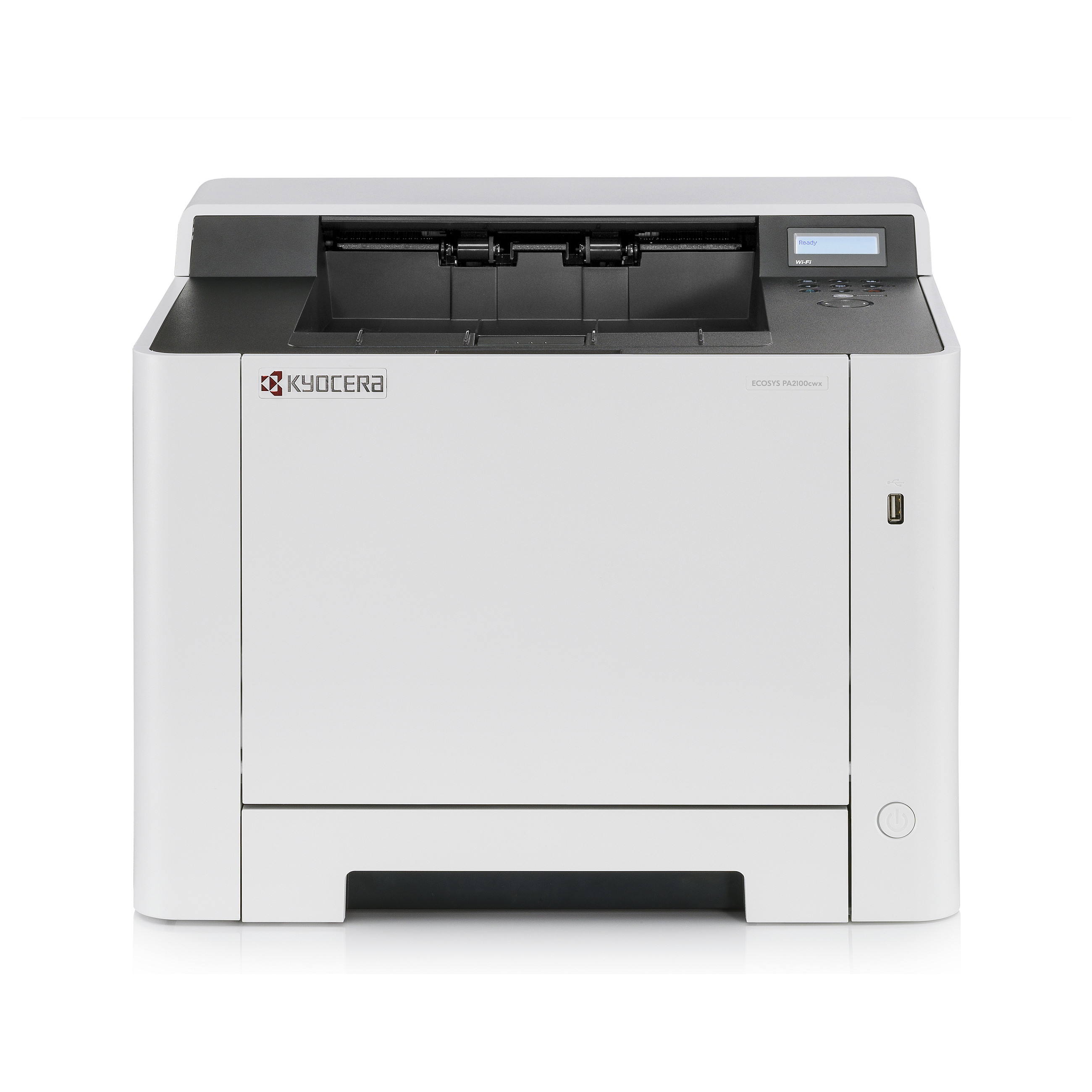Printer laser me ngjyra Kyocera ECOSYS PA2100cwx, A4, 21 faqe/min, printim automatik në të dy anët, Ethernet, Wi-Fi – Bardhë
