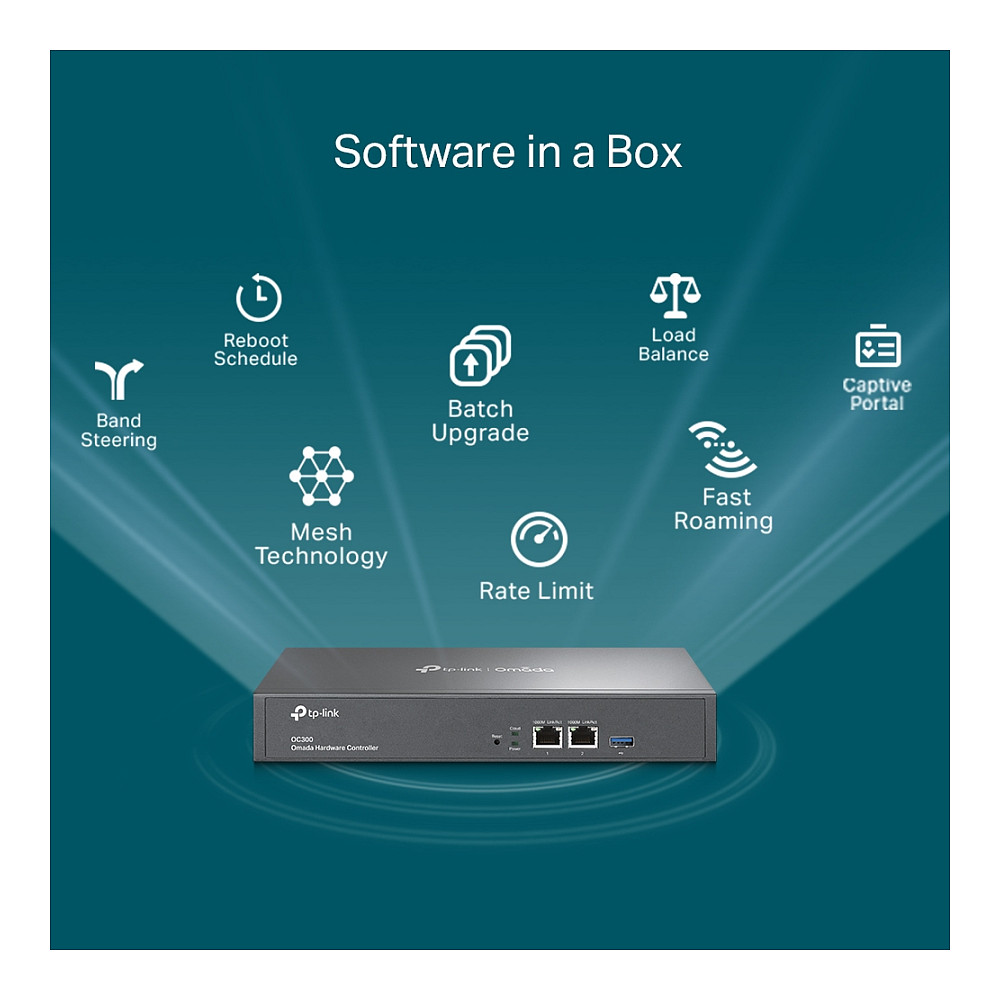 TP-Link Omada OC300 Hardware Controller SDN / 2× Gigabit Ethernet / USB 3.0 / Cloud Management / Rack 1U – Zi 8
