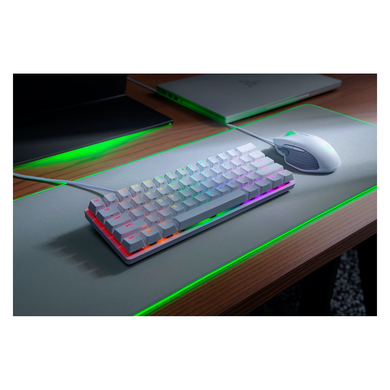 Tastierë Gaming Razer Huntsman Mini, Wired, 60%, Optical Switch, RGB Chroma, USB-C, PBT Doubleshot - Bardhë 4
