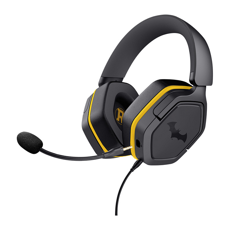 Kufje Gaming me kabllo Trust GXT 492BM Carus / Batman Edition / Over-Ear / 50 mm / 3.5 mm / Mikrofon i shkëputshëm / 1.2 m – Zezë / Verdhë 2
