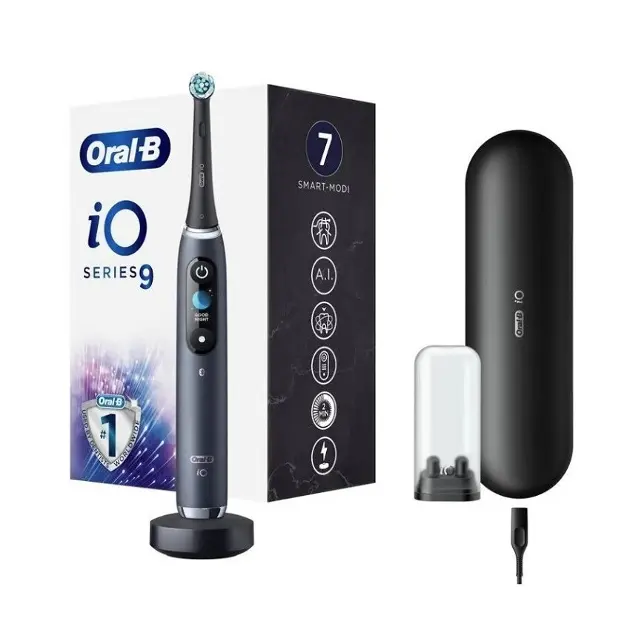 Furçë dhëmbësh elektrike Oral-B iO Series 9 Black Onyx / iO Magnetic / 7 Mode / Smart Pressure Sensor / Bluetooth / 3D Teeth Tracking / Ekran me Ngjyra / 14 Ditë – Zezë