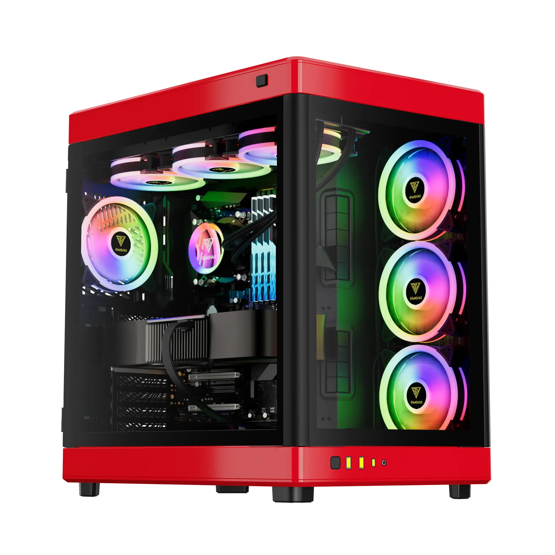 Kasë GAMDIAS NESO P1 / Full Tower / E-ATX / Tempered Glass - Zezë/Kuqe