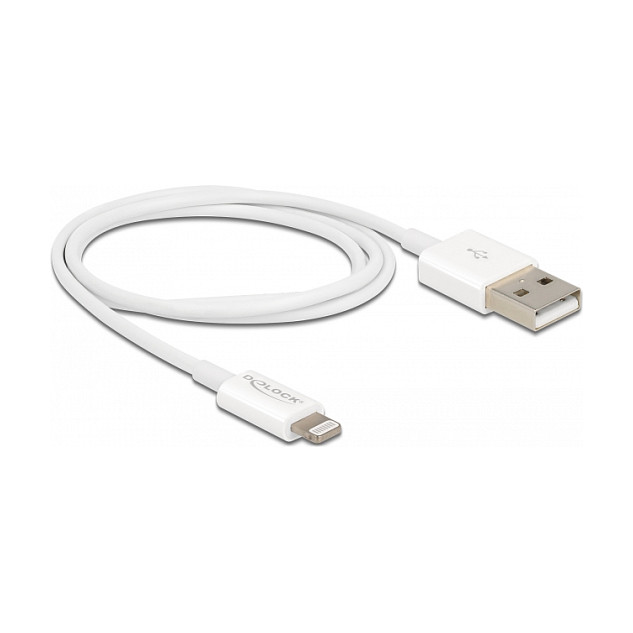 Kabllo USB DeLOCK 83000, USB-A në Lightning, 1m, USB 2.0, 3A - Bardhë thumbnail 2