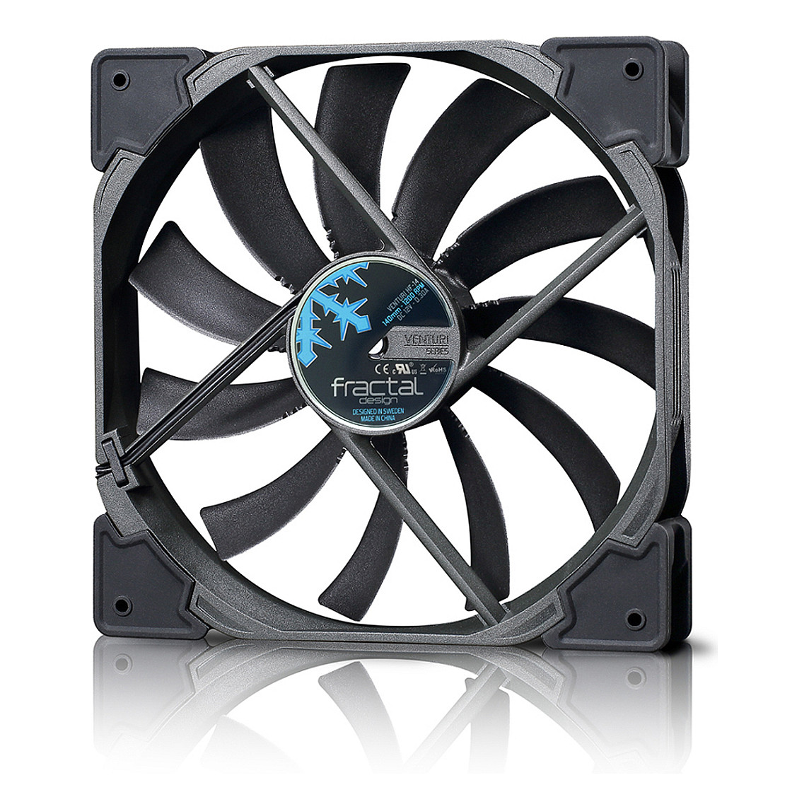 Ftohës për Kasë Fractal Design Venturi HF-14 / 140mm / 850-1200 RPM / 3-Pin – Zezë/Hiri