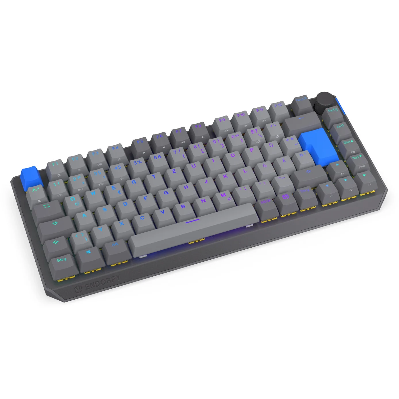 Tastierë Gaming ENDORFY Thock V2 75% / Wired & Wireless / DE / Mekanike / Yellow Switches / ARGB / Hot-Swap - Gri 2