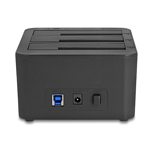 Këllëf për Disqe Delock 64332, 3x SATA HDD/SSD 2.5”/3.5”, USB 5Gbps, Duplicator, Klonim 1:2 - Zezë thumbnail 2