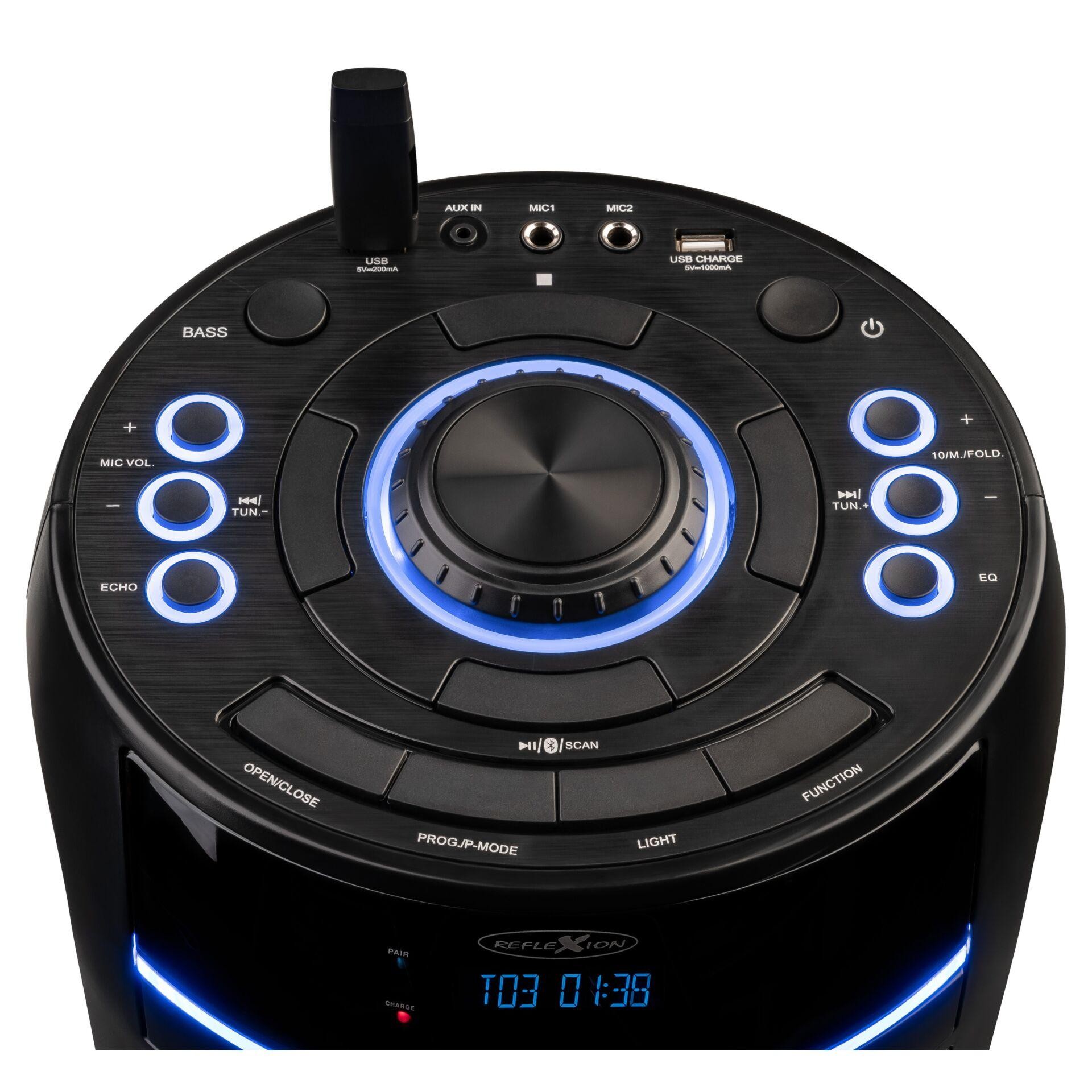 Altoparlant Reflexion PS10BTCD, 480W, Bluetooth 5.0, CD, USB, AUX, FM Radio, Karaoke, LED - Zezë 3
