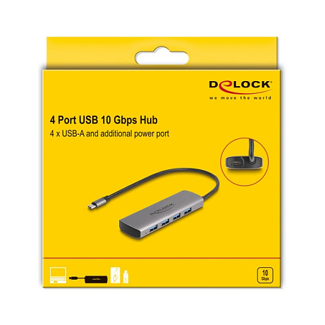 Hub USB DeLOCK 64293 / USB 3.2 Gen 1 / 4x USB-A / 5 Gbit/s / 0.3 m - Hiri 3