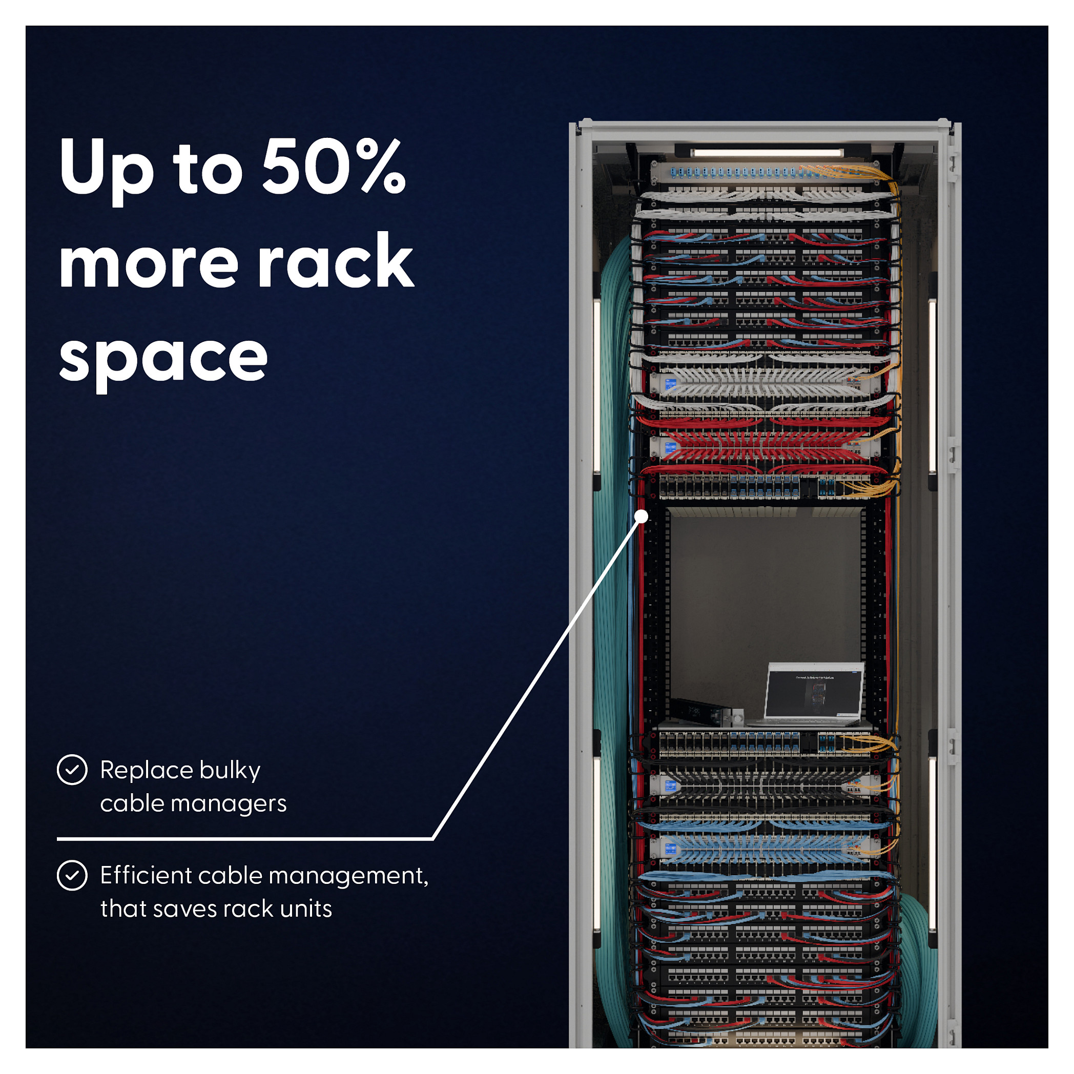 PATCHBOX 8RU Cable Management System Cat.6a U/FTP PoE | 24 Cassettes | 0.8m thumbnail 2