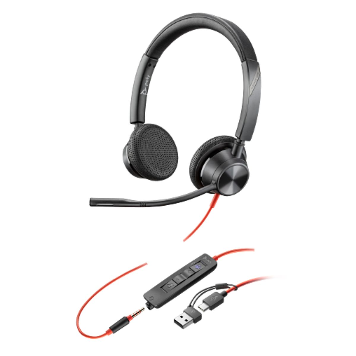 Kufje me kabllo Poly Blackwire 3215 /USB-C + USB-A + 3.5mm / Dynamic EQ / Mikrofon – Zezë 9