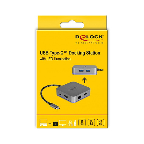 Docking Station DeLOCK for Mobile devices / 4K / 1xHDMI / 3xUSB-A / 1xUSB-C / LAN / SD - Gri thumbnail 4
