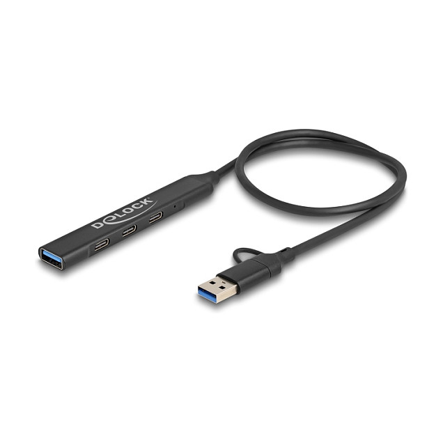Hub USB DeLOCK 64272 / 4 Porta / 3× USB-C + 1× USB-A / 5 Gbps / 0.5 m - Zezë 2