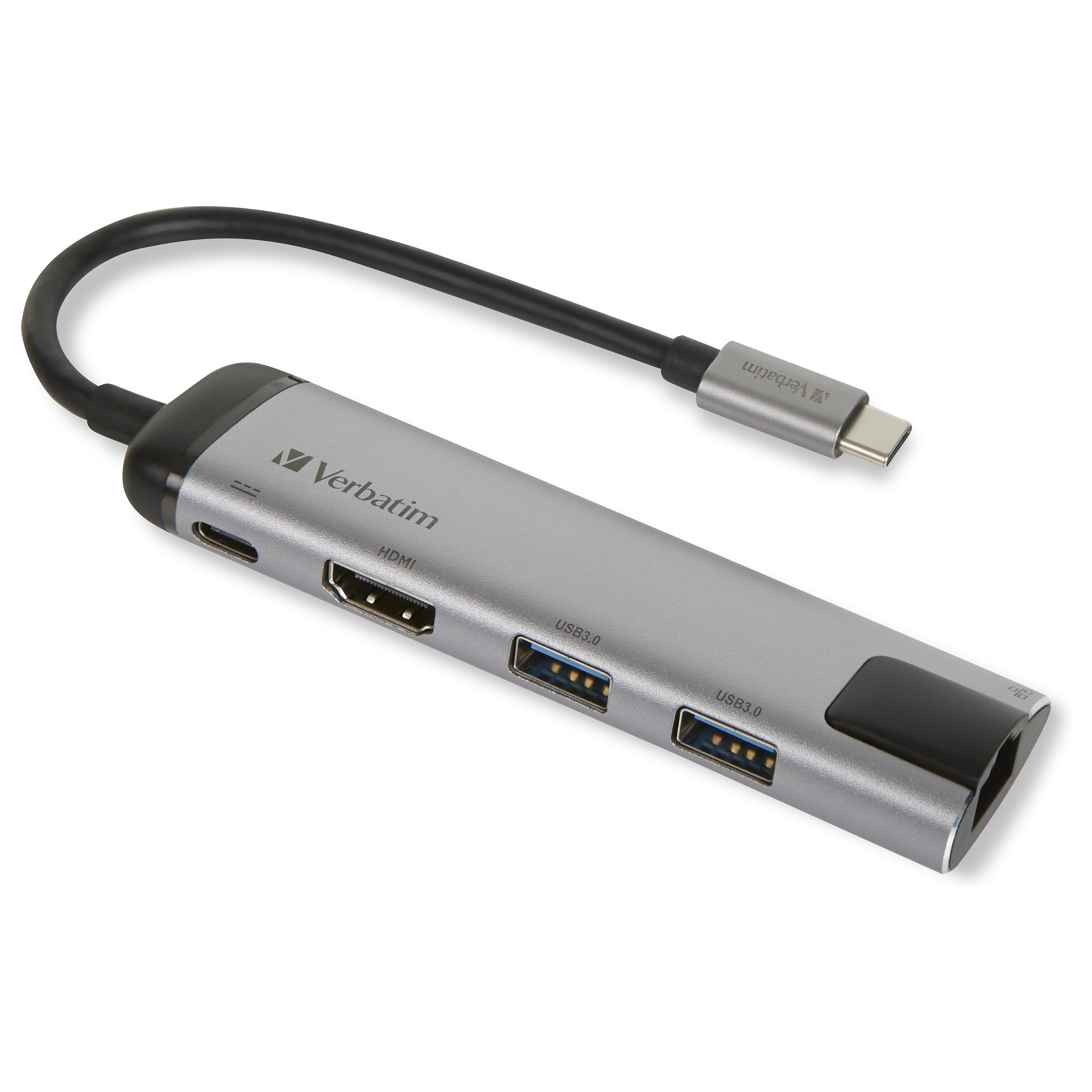 Hub USB Verbatim 49142 / USB-C / 3x USB-A / HDMI 4K / RJ45 Gigabit / SD + MicroSD / USB-C PD / 0.15 m - Zezë/Argjend 8