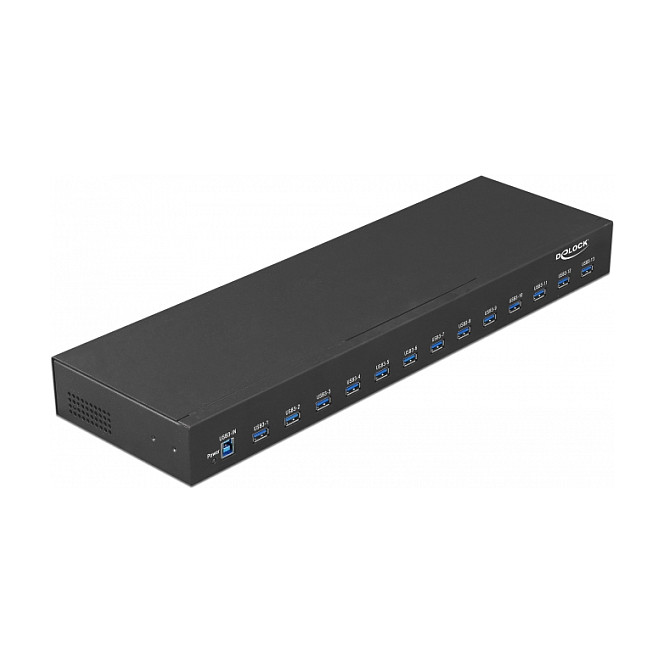 Hub DeLOCK 64039, 13x USB-A, USB 5Gbps, USB-B, Rack 19″, Furnizim i Jashtëm - Zezë 4