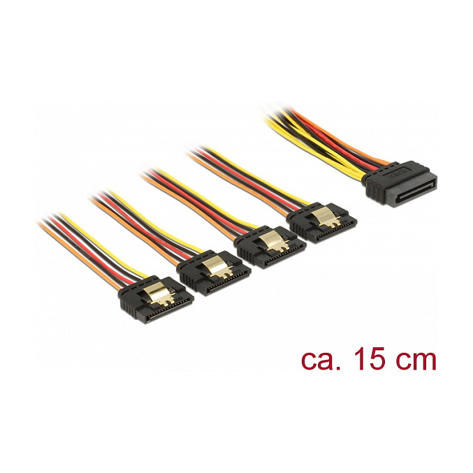 Kabllo për Furnizim me Energji DeLOCK 60156, SATA 15-pin në 4 x SATA 15-pin, 15 cm - Shumëngjyrëshe 2