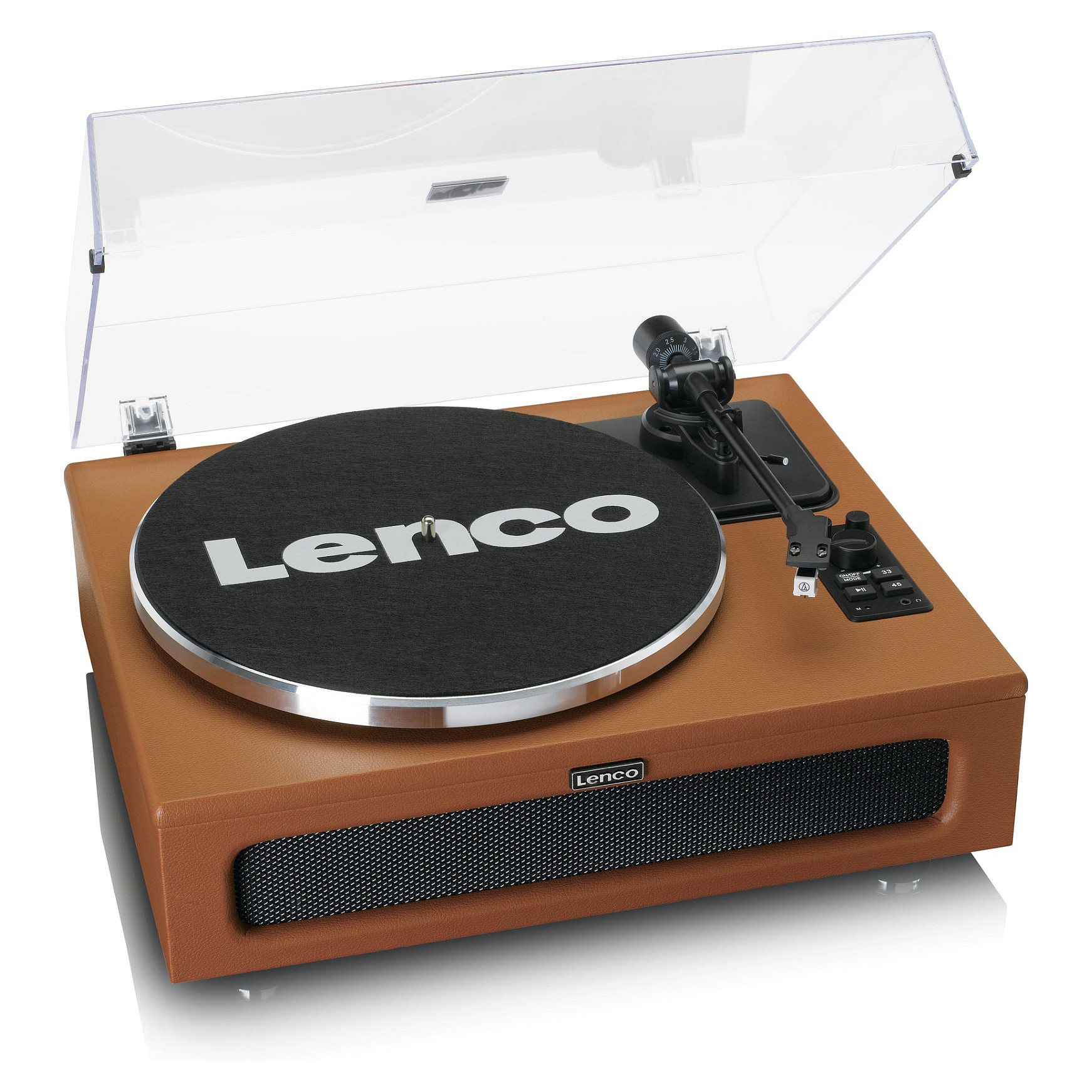Gramafon Lenco LS-430BN, Bluetooth 5.0, 4 altoparlantë të integruar, 40 W RMS, 33⅓ dhe 45 RPM, dalje RCA, hyrje AUX 3.5 mm, mbulesë kundër pluhurit - Kafe 3