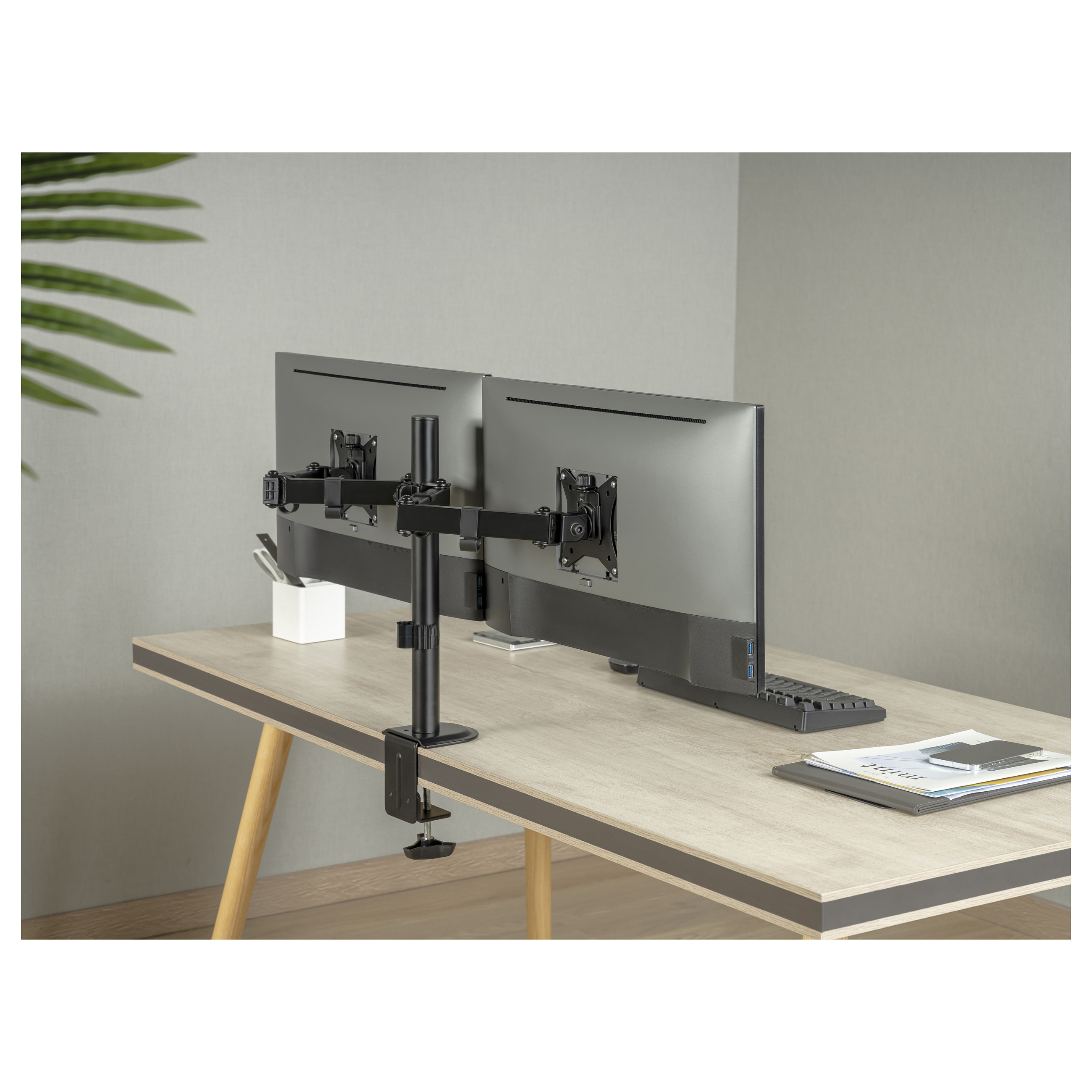 Mbajtëse për Monitor Equip 650157 / 2 Monitorë / 17–32" / deri 9kg për Monitor / VESA 75x75 & 100x100 / Full Motion / Rotacion 360° - Zezë 9