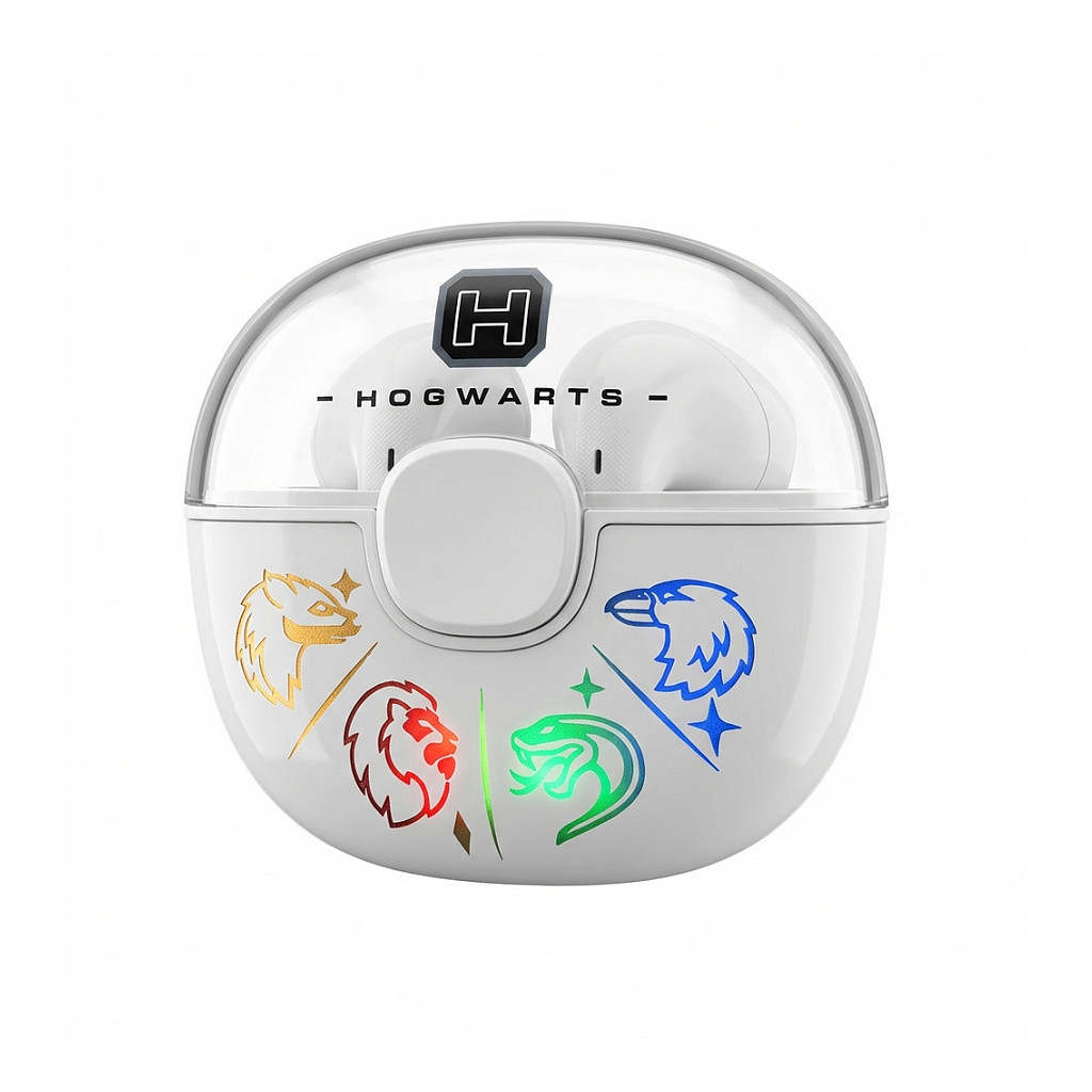 Kufje pa kabllo Lazerbuilt Harry Potter Hogwarts / TWS / Bluetooth 5.0 / Mikrofon / Ndriçim LED - Bardhë