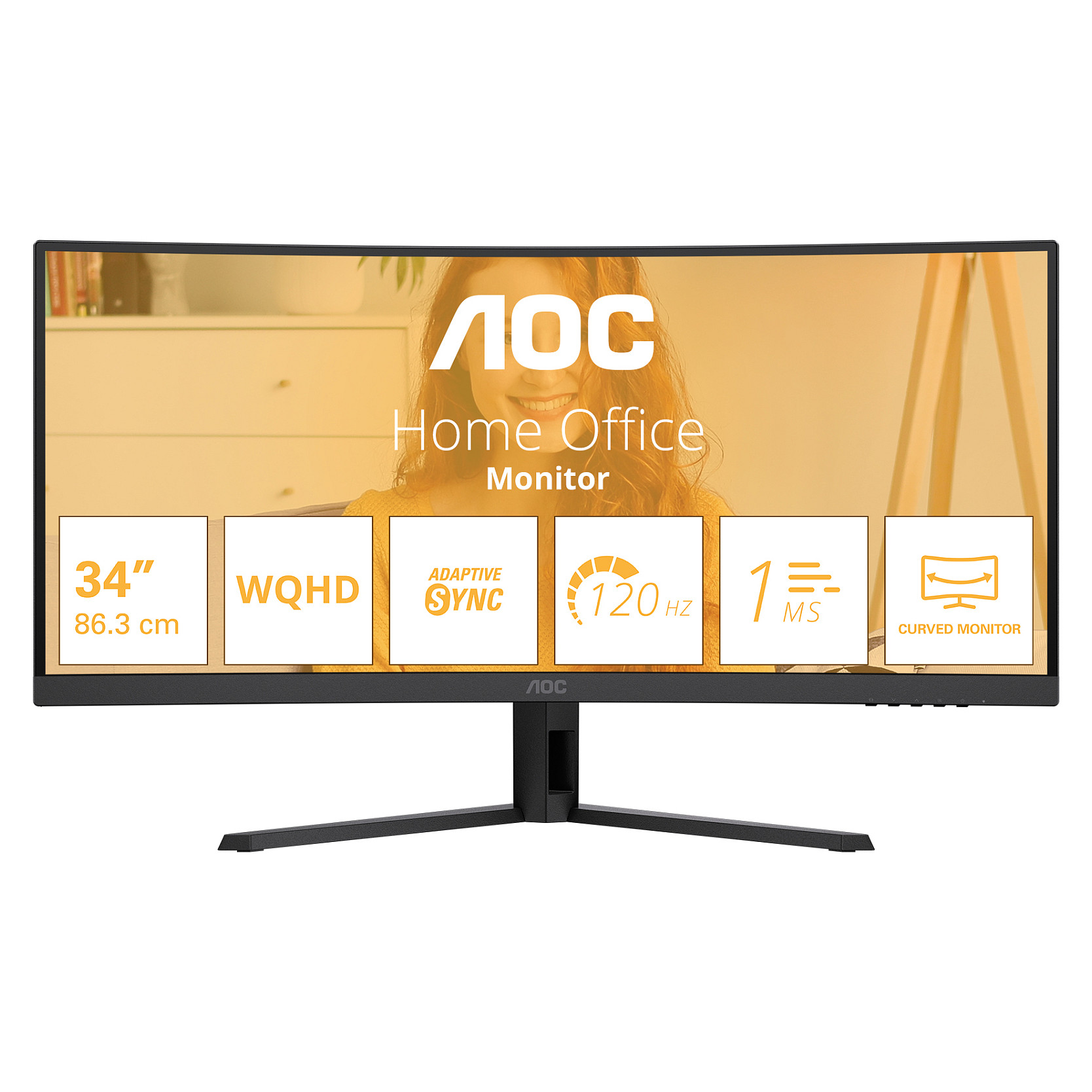 Monitor AOC CU34B3E / 34"/ WQHD VA LED Curved / 120Hz / 1ms / HDMI+DP - Zezë