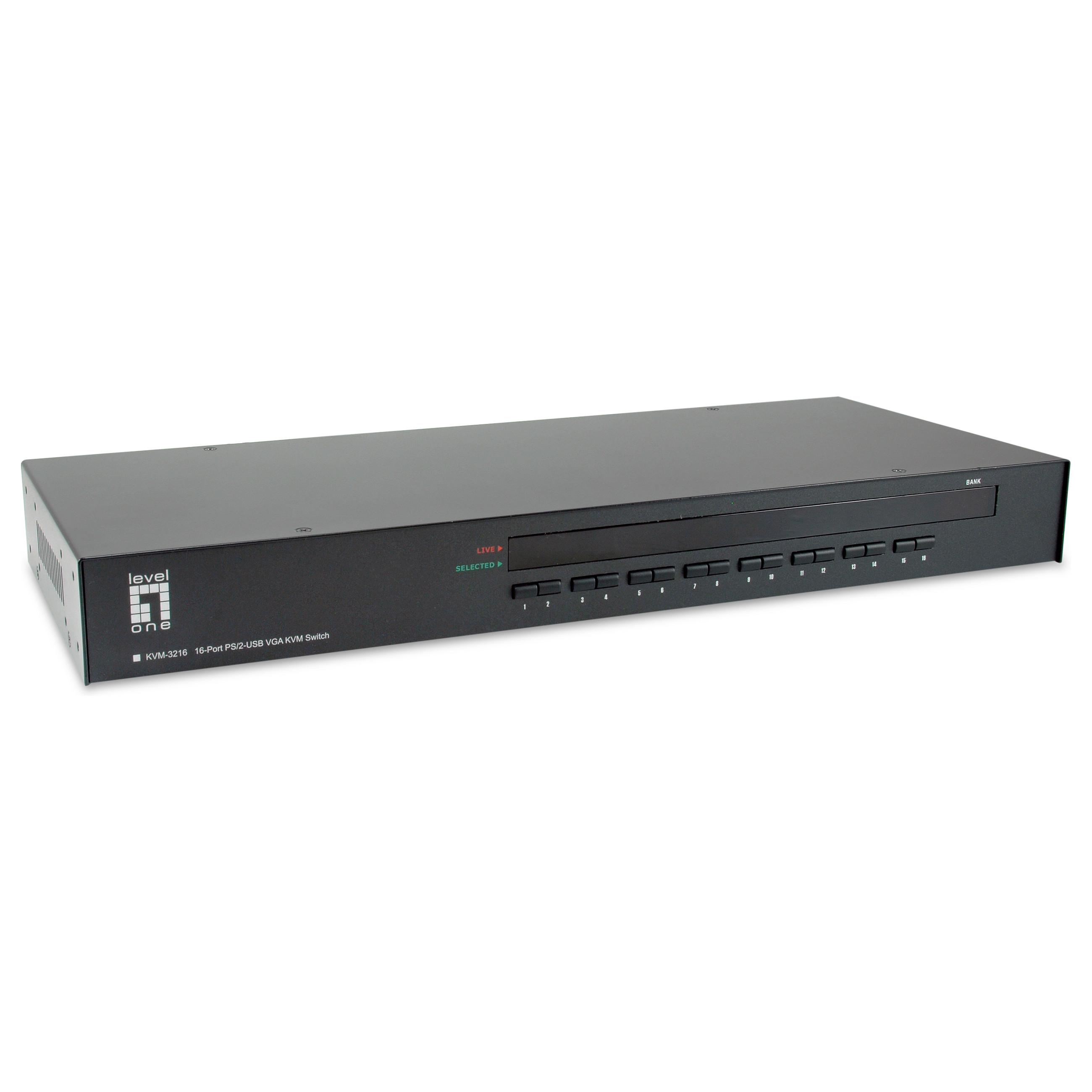 LevelOne KVM-3216 16-Port PS/2-USB VGA KVM Switch – Rackmount Server Management