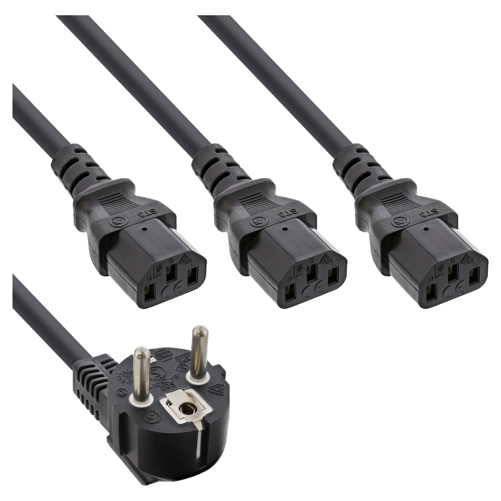 Kabllo për Furnizim me Energji InLine 16653B, CEE 7/7 në 3x IEC C13, Y-Splitter, 1.8 m – Zezë 4