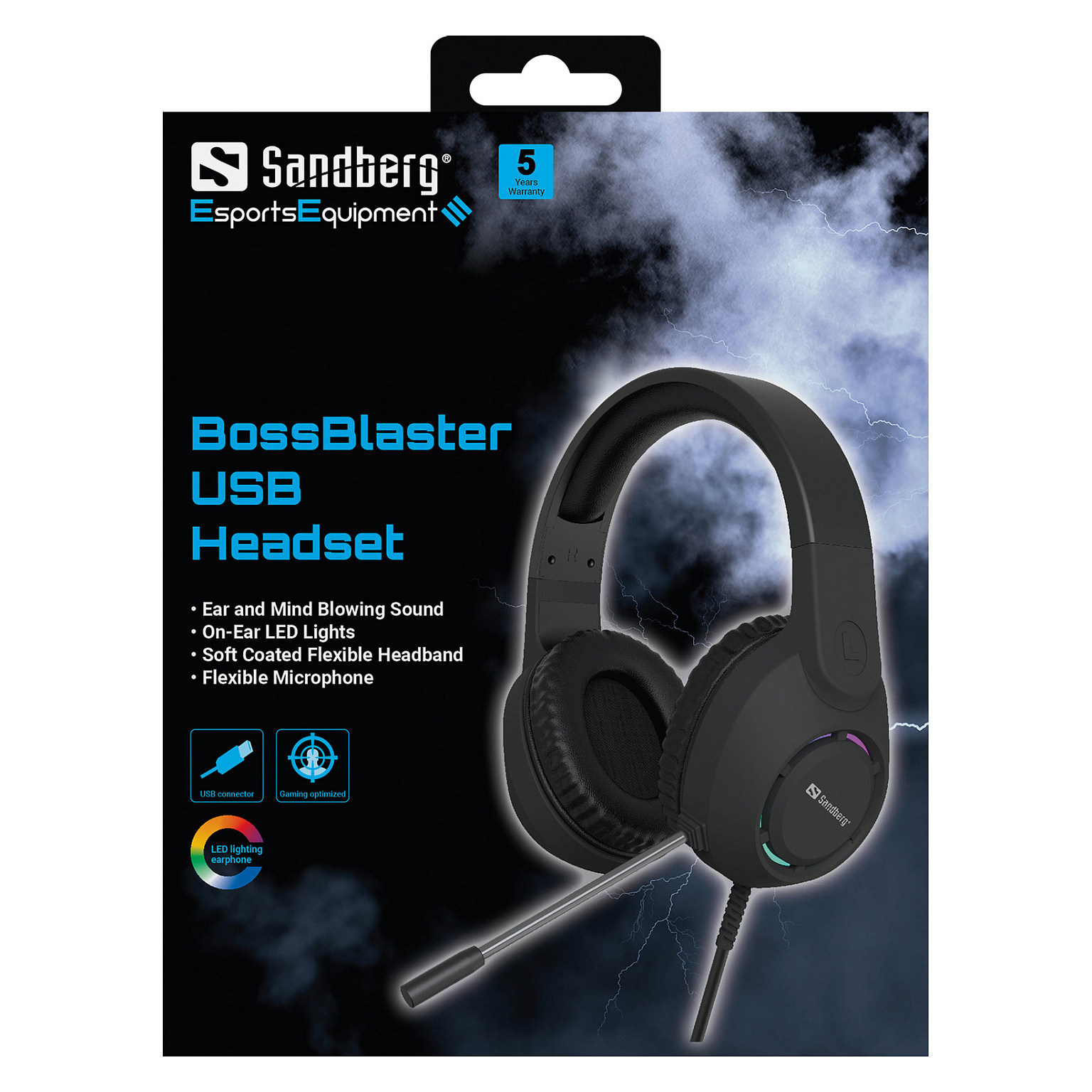 Kufje Gaming Sandberg BossBlaster USB Headset 126-49 / USB-A / 50mm / 20-20000Hz / Mikrofon / LED - Zezë 5