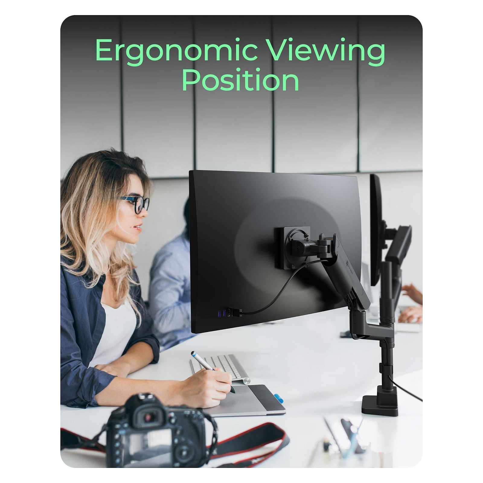 Mbajtëse për Monitor ICY BOX IB-MS702-T / 2 Monitorë / 13–27" / deri 7kg për Monitor / VESA 75x75 & 100x100 / Gas Spring / Rotacion 360° - Zezë 4