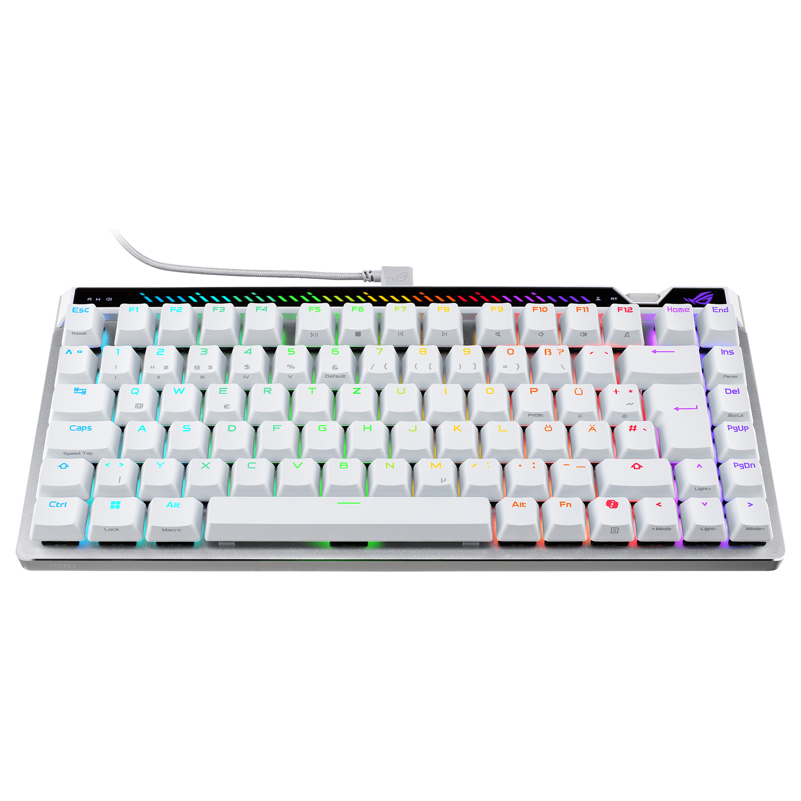 Tastierë Gaming ASUS ROG Falchion Ace 75 HE / Wired / QWERTZ (DE) / 75% / ROG HFX Magnetic / USB-C / 8000 Hz / RGB – Bardhë 3