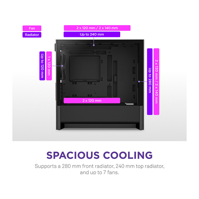 Kasë NZXT H3 Flow CC-H31FB-01 -Zezë thumbnail 5