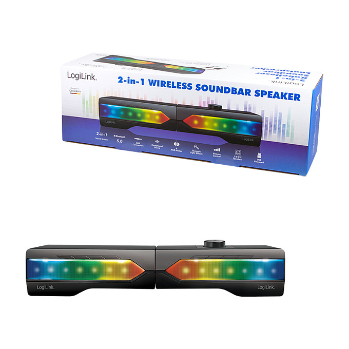 Soundbar LogiLink SP0059, 6W, Bluetooth, USB, Ndriçim RGB – Zezë 10