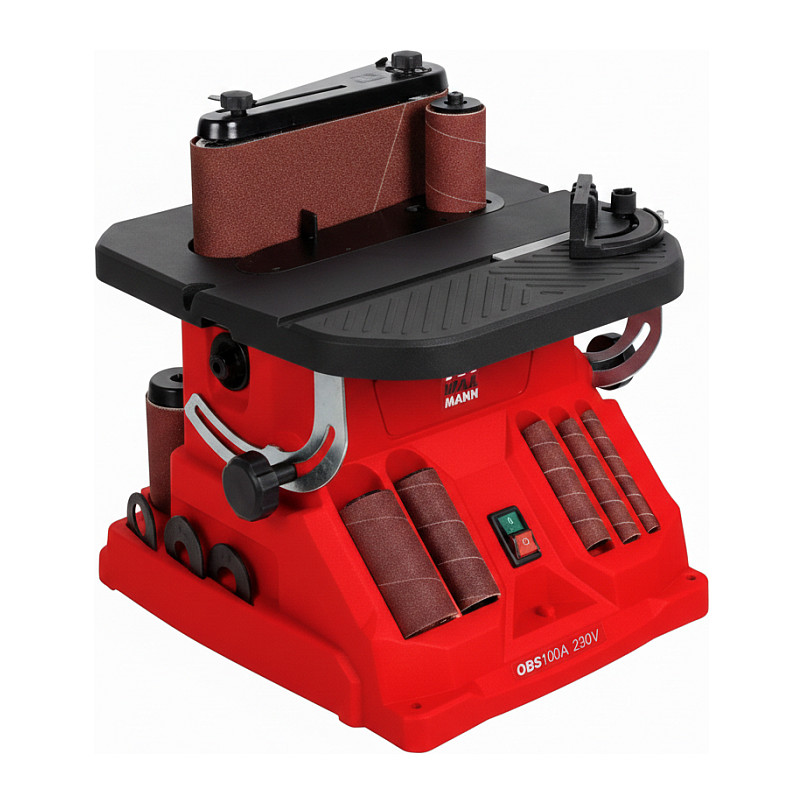 Lëmues me Shirit dhe Bosht Holzmann OBS100A, 450W, 230V, 2000rpm, 610x100mm, 8m/s - Kuqe/Zezë