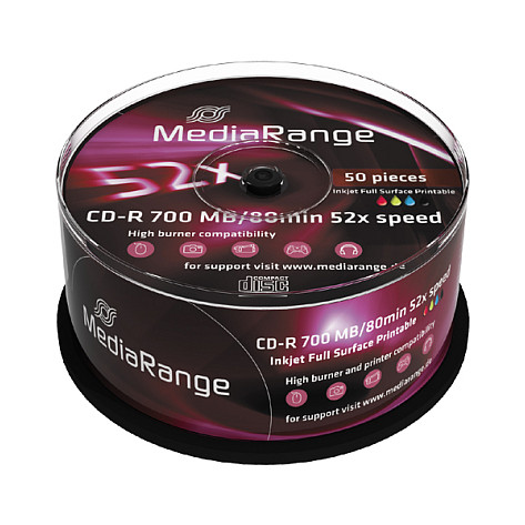CD-R MediaRange MR202, 700 MB, 80 minuta, 52x, sipërfaqe e printueshme me Inkjet, 25 copë 6