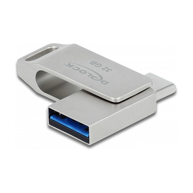 USB Flash Drive STICK DELOCK USB 3.2 Gen 1 USB-C + Typ-A 32GB - Silver