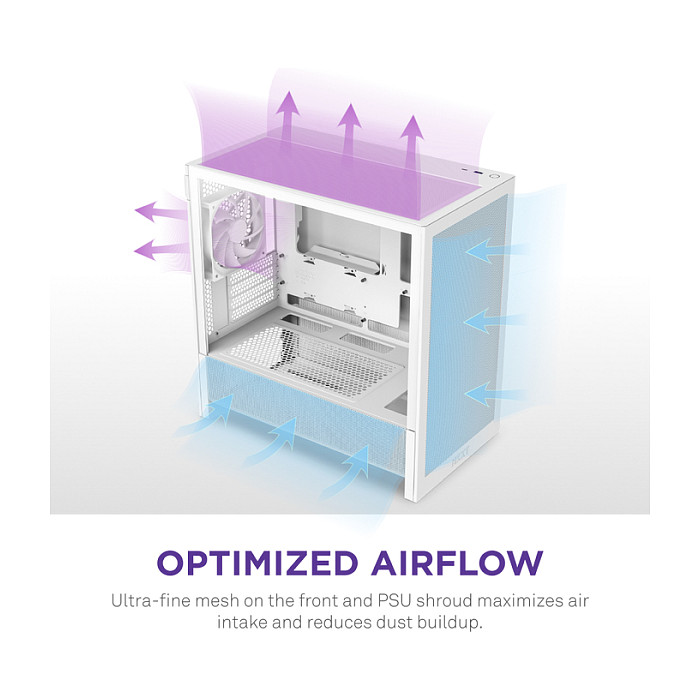Kasë NZXT H3 Flow CC-H31FW-01 -Bardhë thumbnail 6