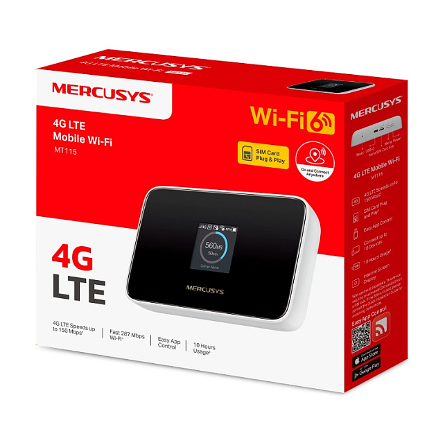 Mercusys MT115 4G LTE Cat 4 Mobile Wi-Fi 150Mbps Wi-Fi 6 287Mbps Nano SIM 2400mAh – E Zezë 10