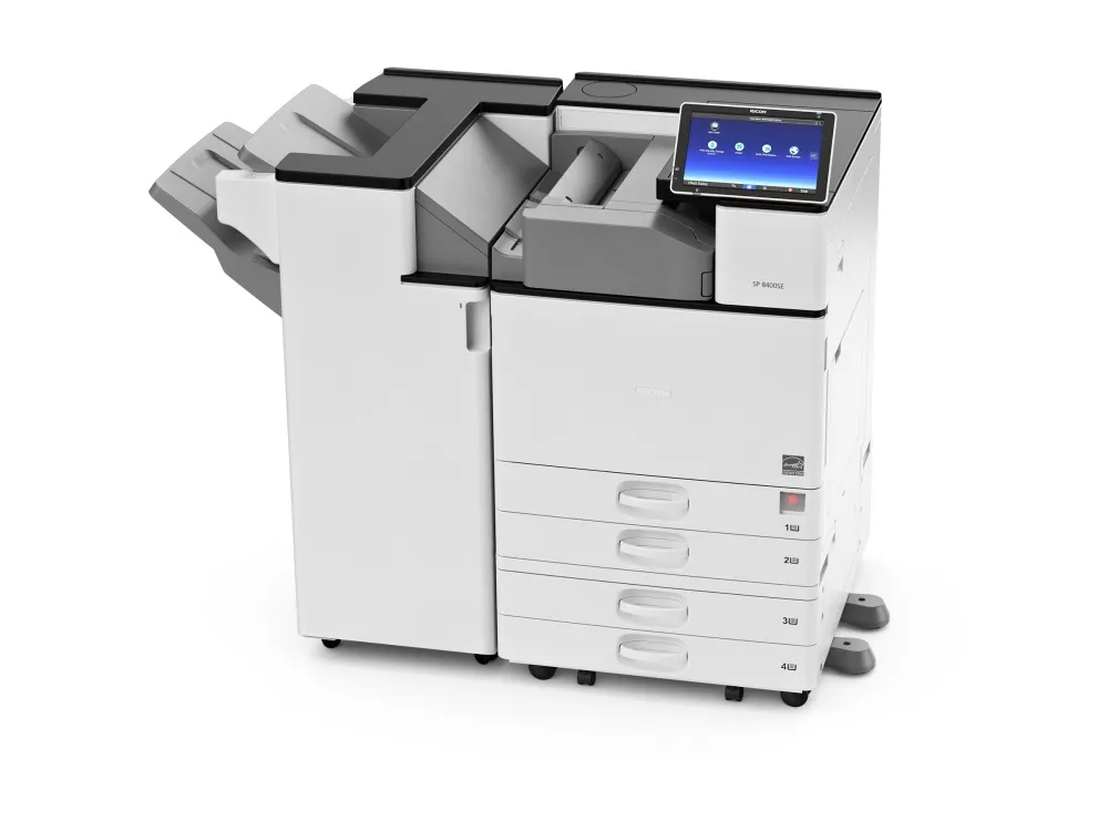 Printer laser Ricoh SP 8400SE, A3, monokrom, 60 faqe/min, 1200 × 1200 dpi, 2 GB, ekran me prekje 10,1" - Bardhë/Gri