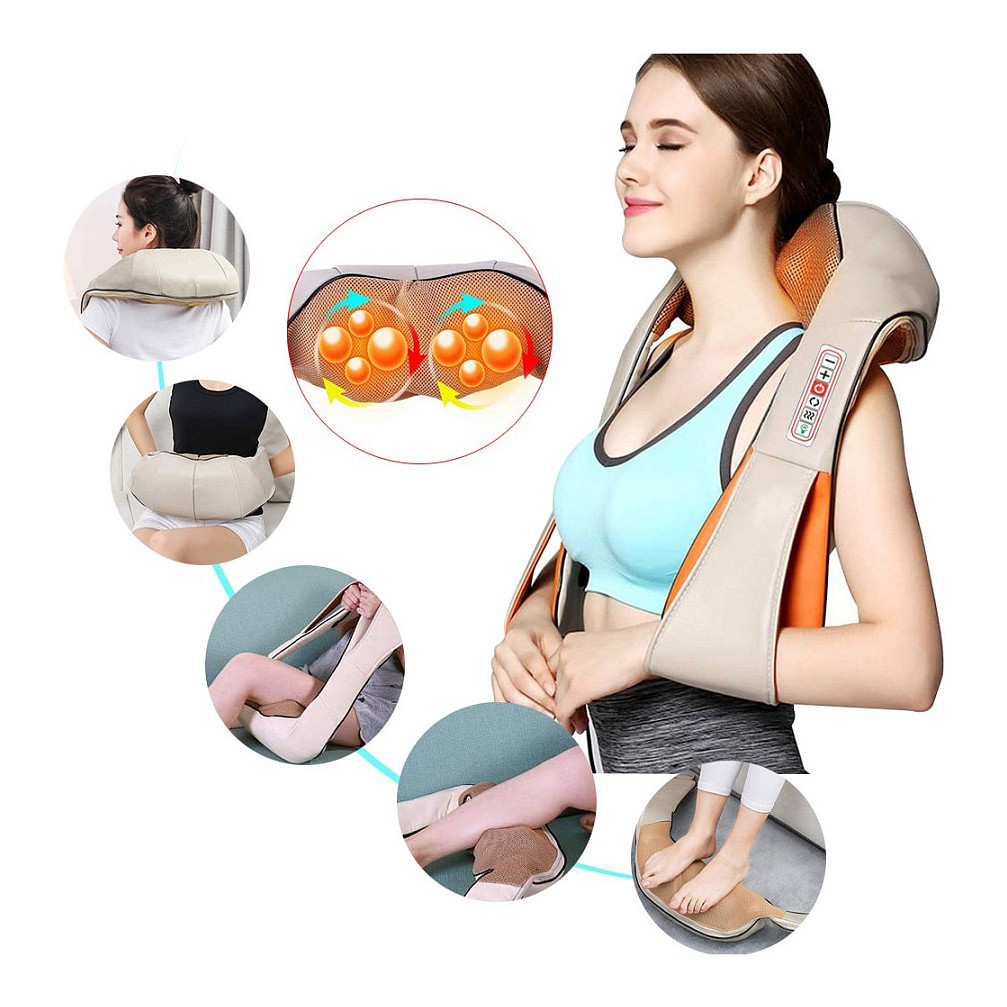 Masazhues për Qafë Extralink Smart Life MSG-05-NECK, 3 Nivele Intensiteti, Funksion Ngrohjeje, 30 W, AC/DC - Kafe , Krem , Portokalli 3