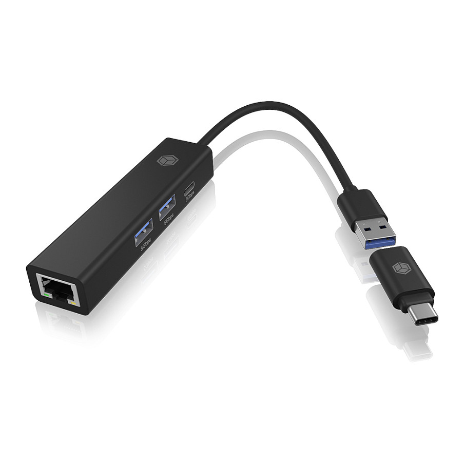Hub USB ICY BOX IB-HUB1439-LAN, 4-në-1, 2x USB-A 3.2 Gen 1, USB-C 3.2 Gen 1, RJ45 Gigabit, 5Gbps - Zezë 2