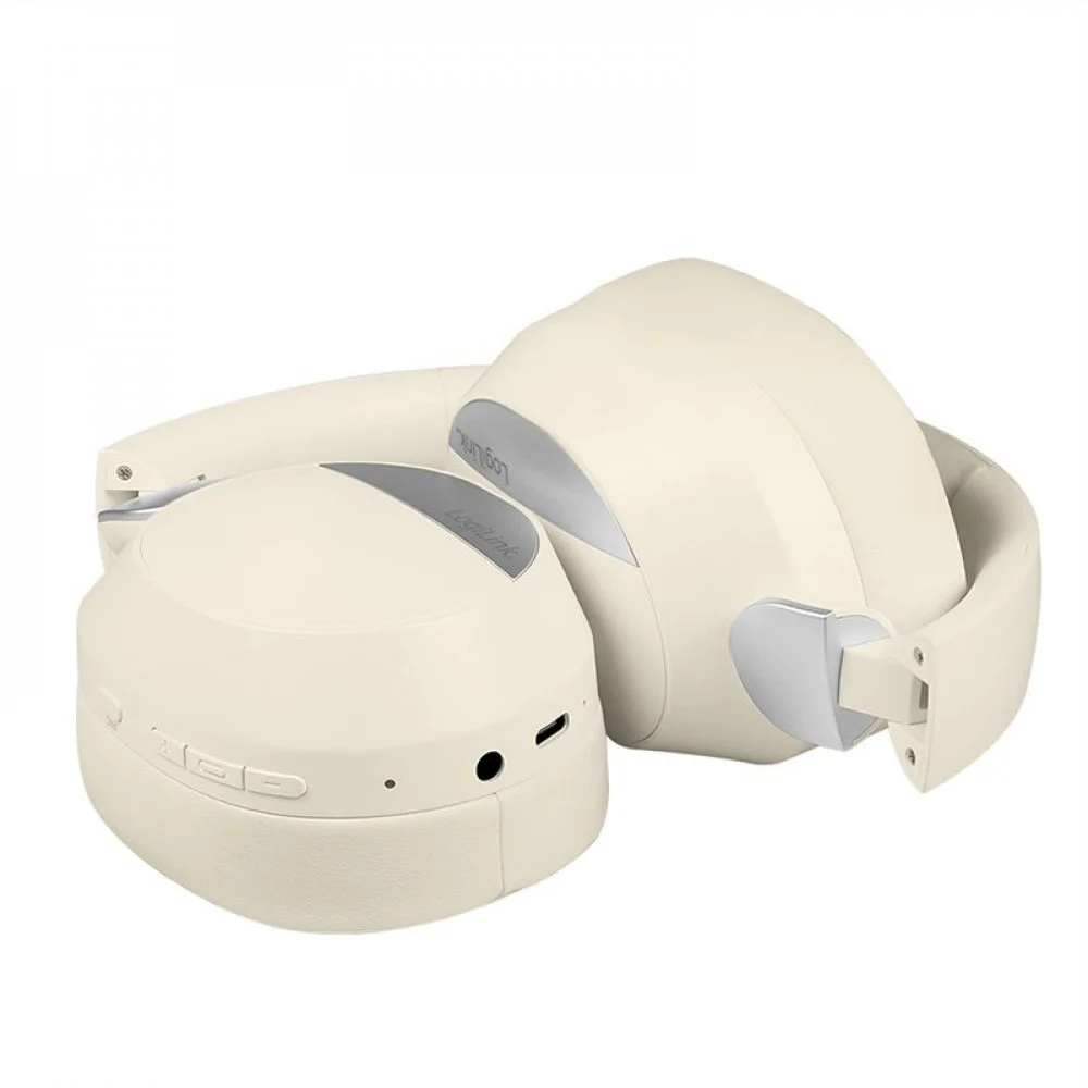 Kufje pa kabllo LogiLink BT0071C / Over-Ear / Bluetooth 6.0 / ANC / 40 mm / 15 orë / 3.5 mm AUX – Krem 2